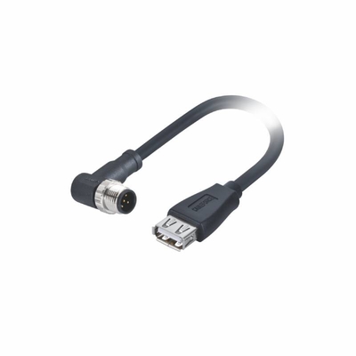 0.3m USBのコネクターは4 Pin Aコード直角M12 USBのコネクターをケーブルで通信する